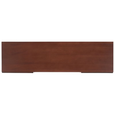 Walnut and Natural Rattan 2-Shelf TV Stand with Cabinet