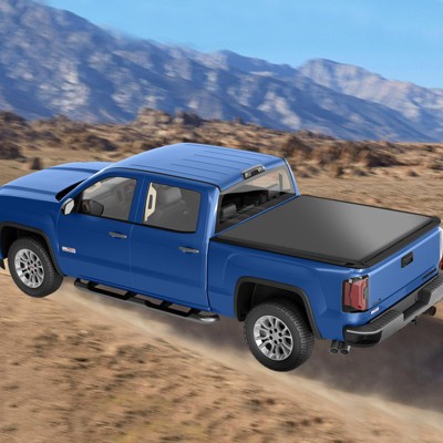 Quad Fold Soft Truck Bed Tonneau Cover Compatible for Chevy Silverado Sierra 1500 2014-2018, 5.8/6.6 FT Soft Rolling up Bed Cover