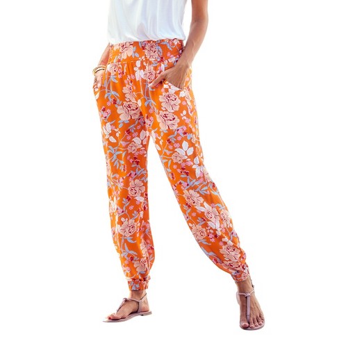 Lascana Women s Casual Boho Pants Floral Orange Multi 14 Target