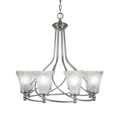 Toltec Lighting Capri 8 - Light Chandelier in  Brushed Nickel with 5.5" Fluted Frosted Crystal Shade