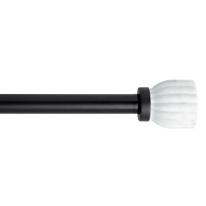 TOWN & COUNTRY LUXE Marbled Flute Single Indoor Curtain Rod and Finial Set - 1 of 2