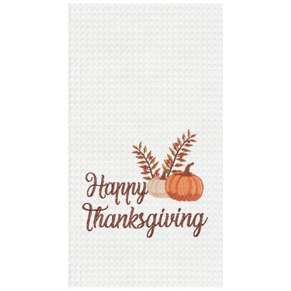 C&F Home Set de 2 toallas de cocina de gofre bordadas Happy Thanksgiving