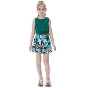 PATPAT Girls 2 piece Floral Flower Hawaiian Outfits Crop Top and Short Sets Girls Summer Outfits Size 4-8Y - 1 of 4