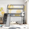 Streamdale Twin Loft Bed with Two Drawers and Slide, House Bed with Slide, Gray - image 2 of 4