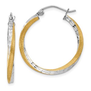 Black Bow Jewelry 2.5mm, Twisted Round Hoop Earrings in 14k Yellow Gold, 25mm (1 Inch) - 1 of 4