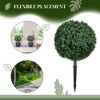 Angel Sar 2Pcs Artificial Boxwood Trees, 27.6" Ball Topiary with Ground Stake, UV Resistant Fake Plants for Indoor Outdoor Decor - 4 of 4