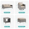 Sonkuki Outdoor 6-Piece Wicker Patio Conversation Set with 2 Rattan Swivel Rocking Chairs, Side Table, Ottoman and Navy Blue Cushion - 2 of 4