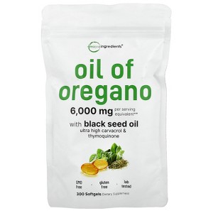 Micro Ingredients Oil of Oregano with Black Seed Oil, 300 Softgels - 1 of 2