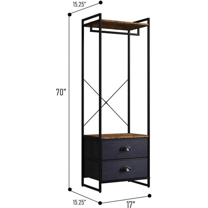 Sorbus Clothing Rack with 2 Drawers -Wood Top, Steel Frame, and fabric Drawers Storage Organizer for Hanging Shirts, Dresses, and more, 5 of 9