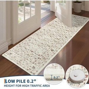 Washable Vintage Floral Distressed Rugs, Low Pile Non Slip Carpet, Soft Mat for Living Room Office Kitchen Laundry Hallway Entryway - 1 of 4