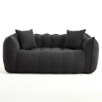 OUTSUPPLY Soft Bean Bag Chair for Two, High-Resilience Foam, Square Lounger with Armrests, Chenille Cover for Living Room