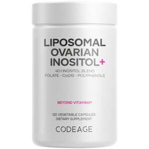 Codeage Liposomal Ovarian Inositol + Supplement - Myo-Inositol, D-Chiro-Inositol, Folate & CoQ10 - 120ct - 1 of 4
