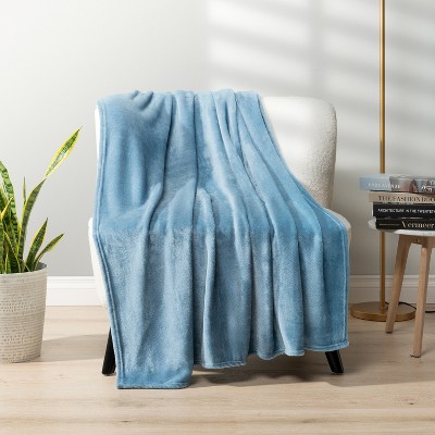 Dusty Blue Soft Fleece Flannel Throw Blanket