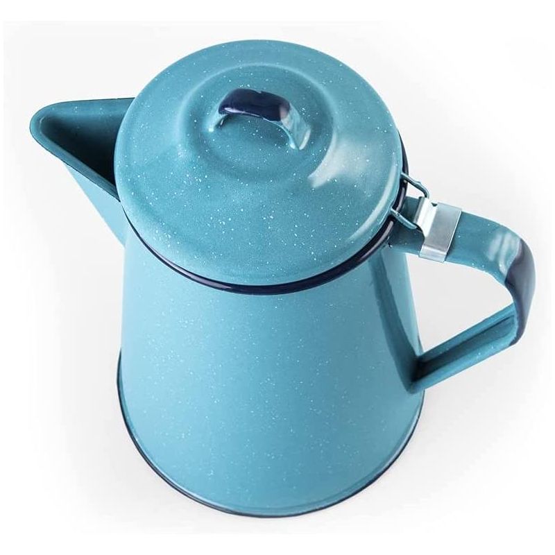 Cinsa Enamelware Coffee and Tea Pot (Turquoise Color) - 8 Cups , Hot Water for Coffee and Tea - Light and Resistant, 4 of 8