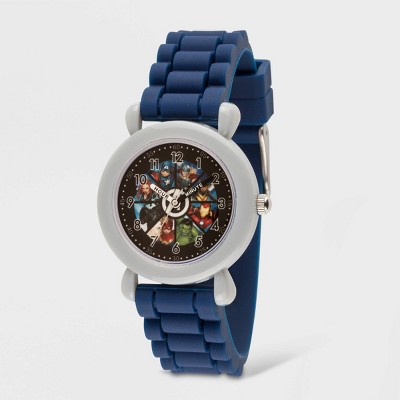 Kids' Marvel Avengers Time Teacher Strap Watch - Blue