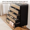 Rattan 5 Drawer Dresser for Bedroom, Chest of Drawers with Deep Drawers, Large Double Dresser for Closet with Wide Top, Tall Wooden Dresser - 3 of 4