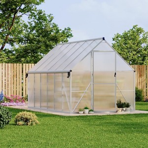 8X12FT Polycarbonate Greenhouse, Heavy Duty Aluminum Walk-In Greenhouses with Adjustable Roof Vent, Outdoor Plant Greenhouse for Garden - 1 of 4