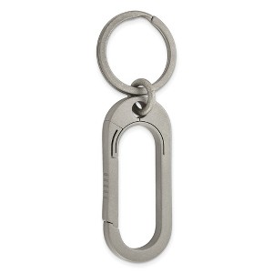 Black Bow Jewelry Titanium Brushed Oval Carabiner Key Chain - 1 of 3