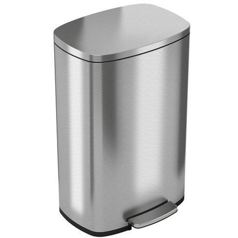 Rubbermaid 12 Gallon Stainless Steel Metal Front Step On Touchless Waste  Basket Garbage Bin Trash Can for Kitchen Bathroom Bedroom, Charcoal