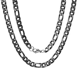 Steeltime 24" gunmetal stainless steel figaro chain link necklace - 1 of 4