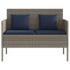 vidaXL Outdoor Patio Bench with Storage and Cushions - Gray Poly Rattan, Powder-Coated Steel Frame, Navy Blue Polyester Cover - 4 of 4