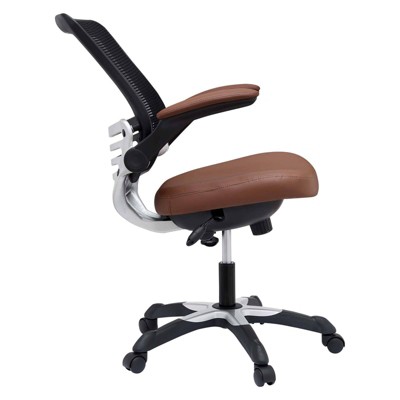 Edge Swivel Office Chair with Adjustable Arms in Tan Vinyl