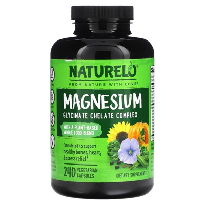 NATURELO Magnesium Glycinate Chelate Complex, 240 Vegetarian Capsules