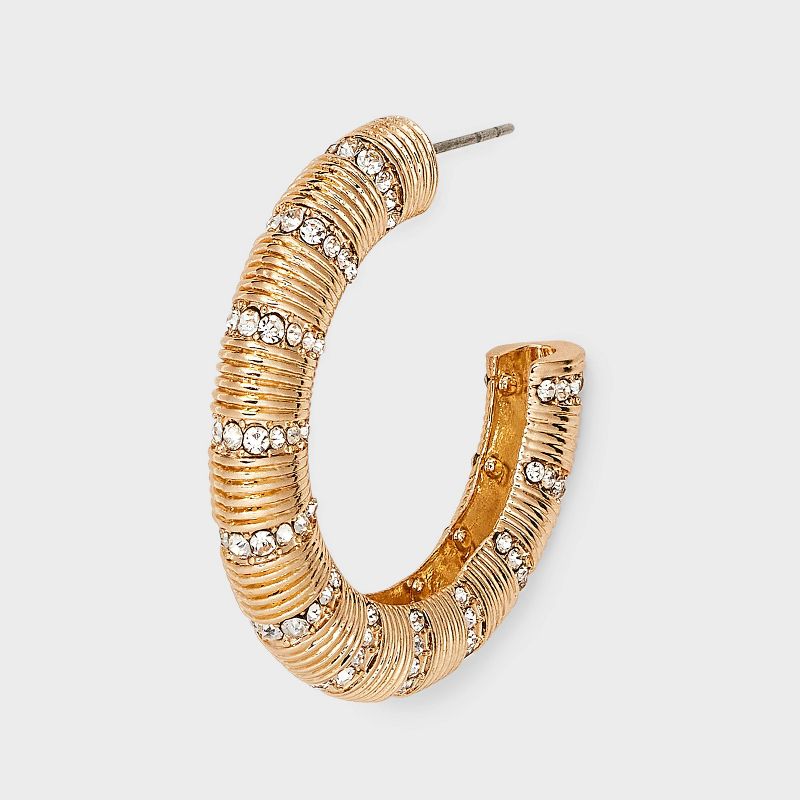 SUGARFIX by BaubleBar Gold and Crystal Hoop Earrings - Gold, 2 of 3