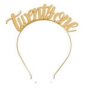 Jollity & Co. - Twenty One Headband in Gold - Pack of 1 Metal Headband - 1 of 2