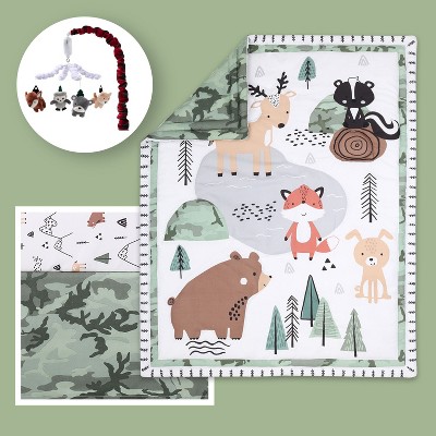 The Peanutshell Woodland Camo Green Crib Bedding Set, 4pc to 12 Pc
