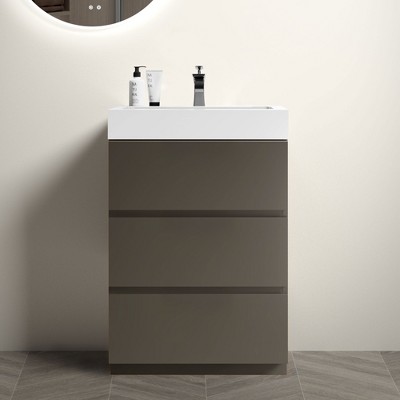 NicBex Bathroom Vanity with Sink Basin,Bathroom Sink Vanity with Storage Space,24/30/36 inch Bathroom Sink Cabinet without Drain,Walnut/Gray