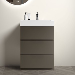 NicBex Bathroom Vanity with Sink Basin,Bathroom Sink Vanity with Storage Space,24/30/36 inch Bathroom Sink Cabinet without Drain,Walnut/Gray - 1 of 4