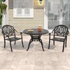 3-Piece Cast Aluminum Outdoor Dining Set: Round Table, Stackable Chairs & Brown Cushions - All-Weather Patio Furniture for Your Backyard - 2 of 4