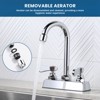 WOWOW 4 in. Double Handle Deck Mount Standard Kitchen Faucet with 3-1/2 in. Gooseneck Spout in Polished Chrome - 4 of 4