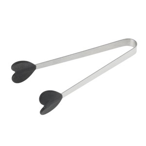 Unique Bargains Pcs Food Tongs Heart-Shaped Ice & Food Tongs Dishwasher Safe Stainless Steel Silicone 5 Inch 1 Pcs - 1 of 3