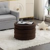 Round Storage Ottoman Bench, Upholstered Circle Ottoman with Reversible Lid for Living Room or Bedroom – Cuddlewood - 3 of 4