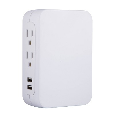 General Electric 5-Outlet Surge Tap with USB 560J 2 Ports 2.4A Side Access White