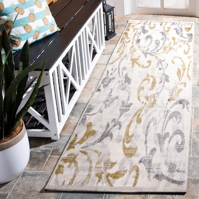 Ivory and Light Grey 8' x 10' Synthetic Area Rug