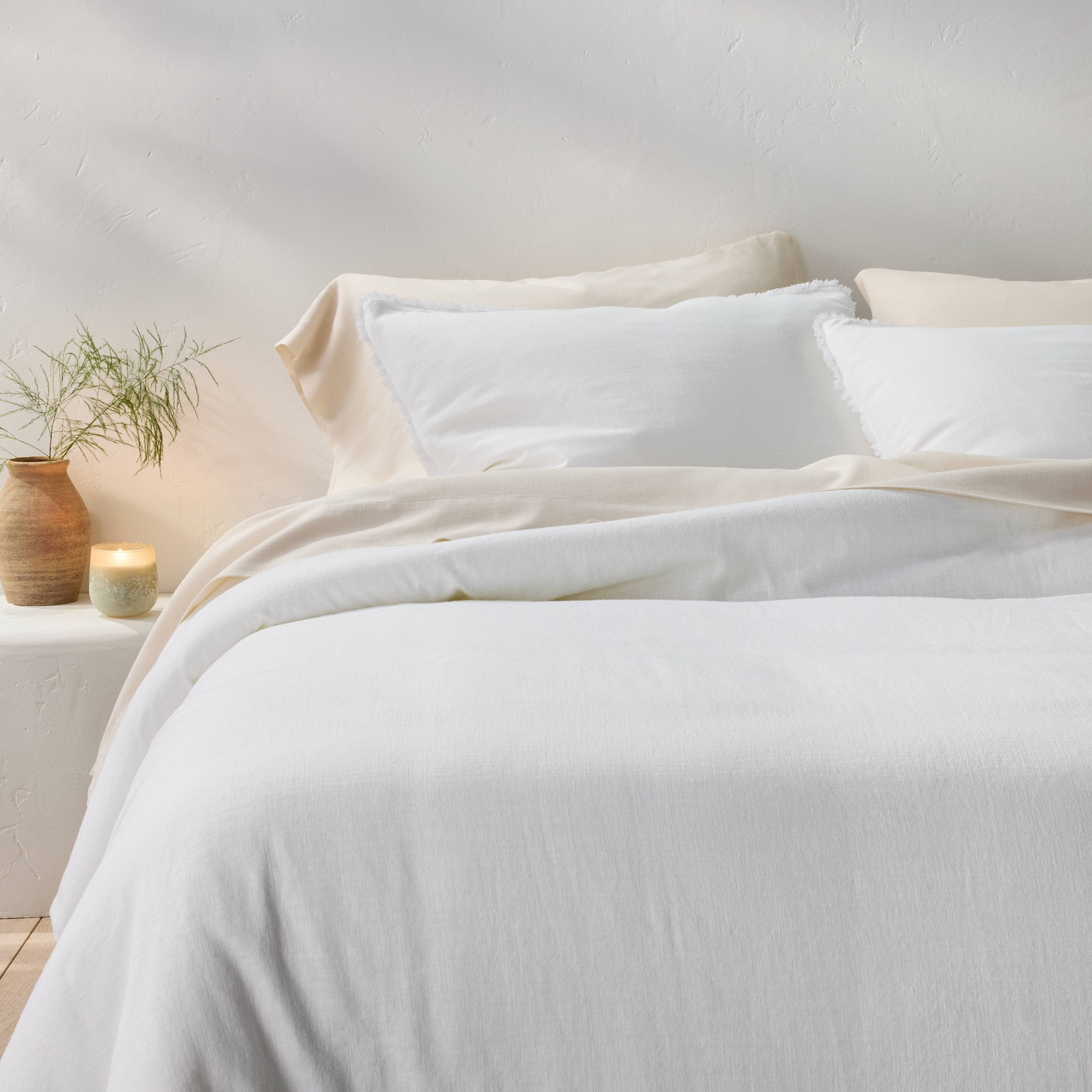 King/California King Heavyweight Linen Blend Comforter & Sham Set White - Casaluna™