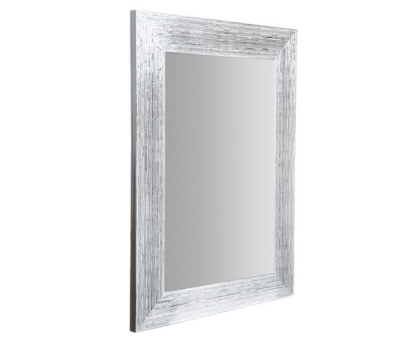 16"x20" Textured Wall or Leaner Mirror Gray- Gallery Solutions