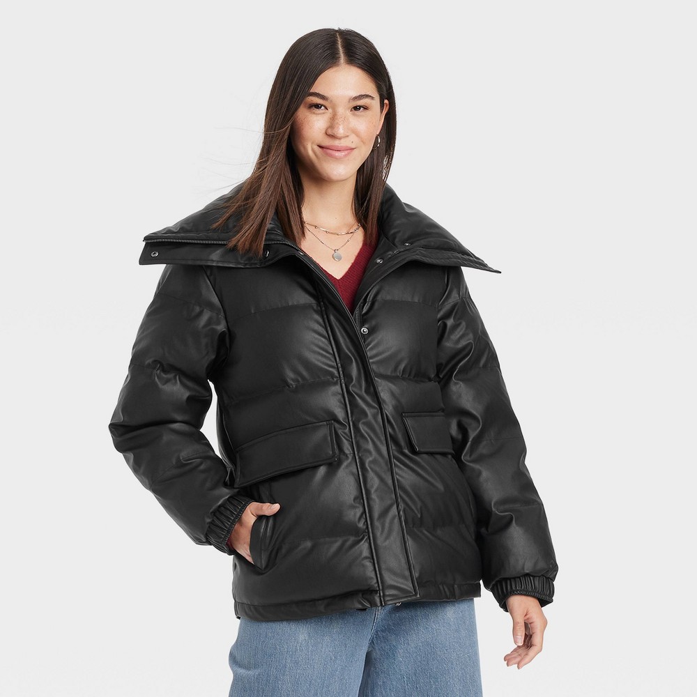 Women's Mid Length Puffer Jacket - Universal Thread™ Black M