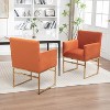 SEYNAR Modern Velvet Accent Arm Dining Chair Set of 2 with Metal Legs - 3 of 4