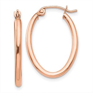 Black Bow Jewelry 2mm x 31mm Polished 14k Rose Gold Classic Oval Hoop Earrings - 1 of 4