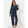 cheibear Womens Flannel Pajama Sets Winter Cute Printed Long Sleeve  Nightwear Lounge Sleepwear Blue X Small