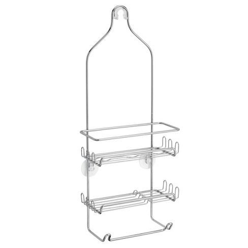 iDESIGN Milo Metal Wire Hanging Shower Caddy Baskets and Towel Bar Chrome