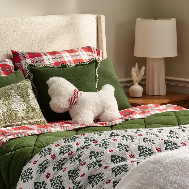 Christmas plaid bed skirt hotsell