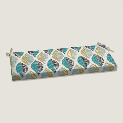 18" x 45" Leaf Block Bench Cushion with Ties, Fade-Resistant - Pillow Perfect