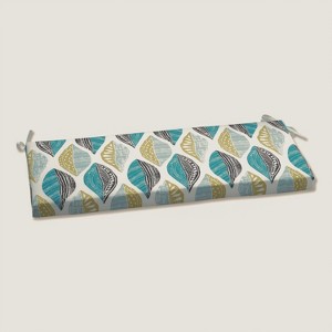18" x 45" Leaf Block Bench Cushion with Ties, Fade-Resistant - Pillow Perfect - 1 of 4