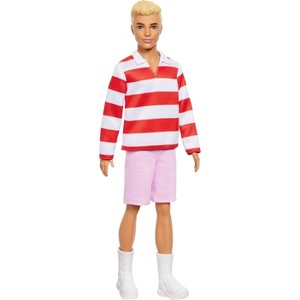 Barbie Fashionistas Ken Doll #241 in Red Striped Top and Pink Shorts with White Sneakers, Blonde - 1 of 4