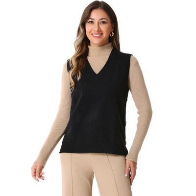 Allegra K Women's Sleeveless Ribbed V Neck Pullover Knit Sweater Vest